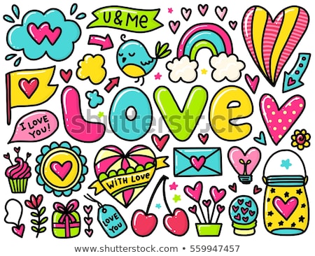 Stok fotoğraf: Vector Sketch Of Rainbow Colored Heart