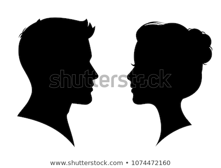 [[stock_photo]]: Omme · et · femme · visage · profil · vecteur · homme · femme · couple