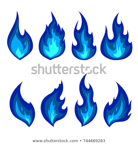 ストックフォト: Set Of Blue Fire Icons Flat Fire Flame Vector Illustration Collection Of Blue Flames Or Campfires