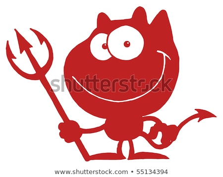 Stockfoto: Solid Black Silhouette Of A Devil Vector Illustration