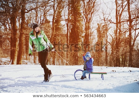 Сток-фото: Parents Pull Children On Sleds