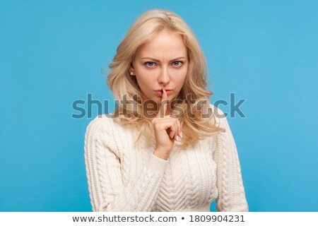 ストックフォト: Woman Gesturing Silence Closeup Shot