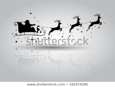 Сток-фото: Santa Claus With Reindeer Driving Illustration