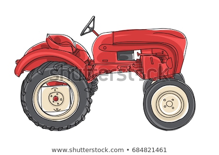 Foto stock: Red Tractor With Large Wheels