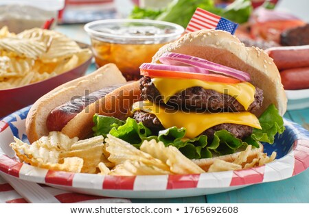 Сток-фото: Hamburger On White Plate