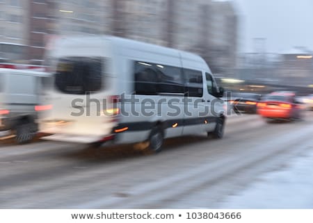 Foto stock: Fast Van And Traffic Jam Panning And Blur