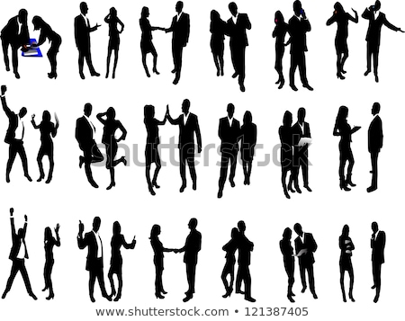 Imagine de stoc: Business Man And Woman Silhouette In Handshake Pose