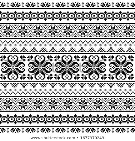 Traditional Folk Black Embroidery Pattern From Ukraine Or Belarus - Vyshyvanka Zdjęcia stock © RedKoala
