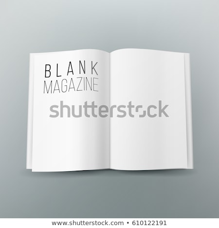 Foto stock: Open Magazine Spread Blank Vector Simple Mock Up Template Lying Front View With Soft Shadow