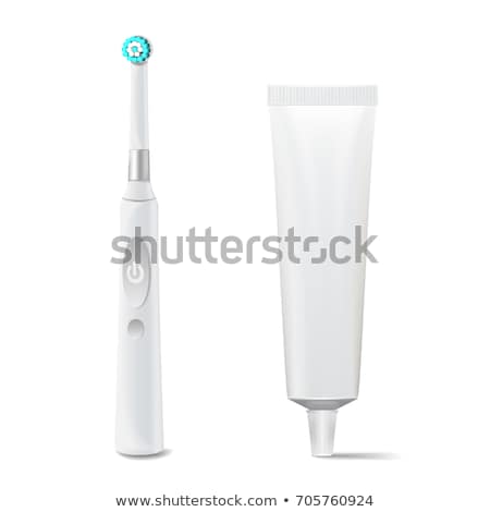 Stockfoto: Toothbrush And Toothpaste Tube Vector Realistic Electric Tooth Brush Mock Up For Branding Design I