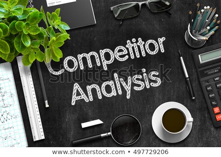 Stockfoto: Black Chalkboard With Competitor Analysis 3d Rendering