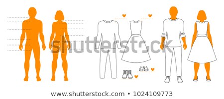 Man And Woman Human Body Silhouettes With Pointers Vector Isolated Outline Infographic Figures Imagine de stoc © Vasilixa