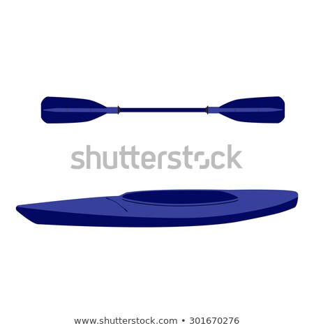 Stok fotoğraf: Plastic Blue Kayak With Paddle Isolated Icon