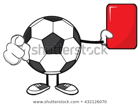 Foto stock: Soccer Ball Faceless Cartoon Mascot Character Referees Pointing And Showing Red Card