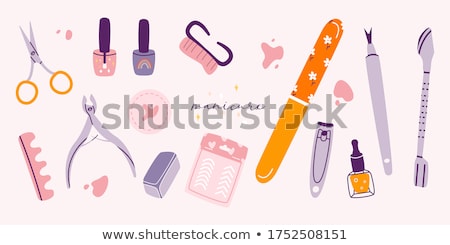 Foto stock: Nail Salon Hand Drawn Vector Doodles Illustration Manicure Poster Design