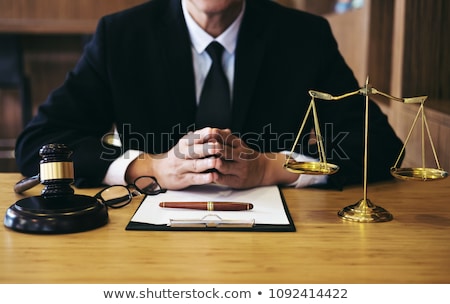 Stok fotoğraf: Judge Gavel With Justice Lawyers Businessman In Suit Or Lawyer