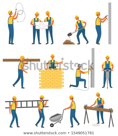 Builder Sawing A Tube Zdjęcia stock © robuart