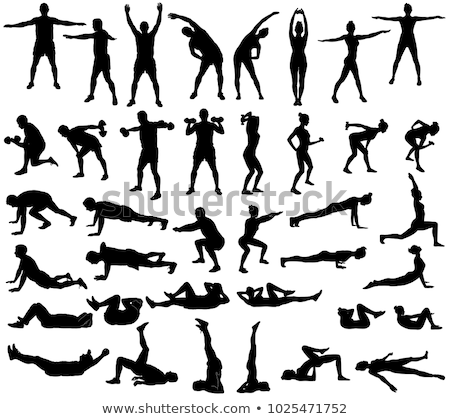 Stockfoto: Man Silhouette Doing Yoga