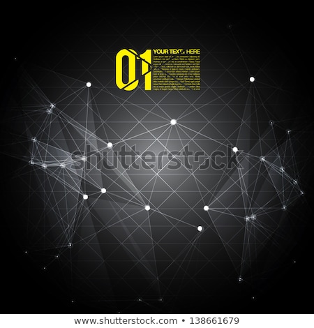 Stockfoto: 3d Black And Yellow Abstract Mesh Background With Circles Lines And Shapes