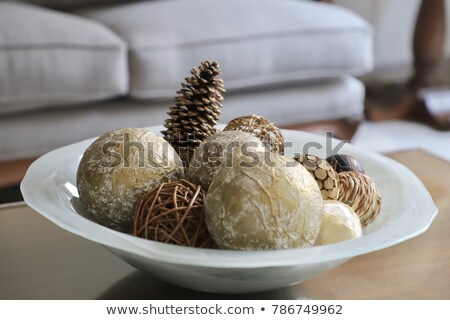 Stok fotoğraf: Natural Pine Cones In Center Table Plate