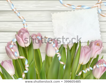 Stock fotó: Vintage Toned Tulips And Note Paper Eps 10