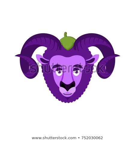 Stock fotó: Ram Eggplant Purple Farm Animal Vector Illustration