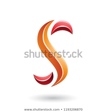 Foto d'archivio: Red And Orange Glossy Snake Shaped Letter S Vector Illustration