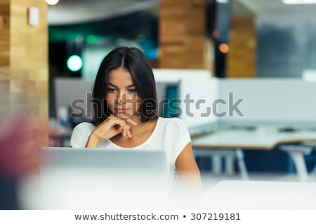 Stock foto: Happy Businesswoman With Laptop Working At Office