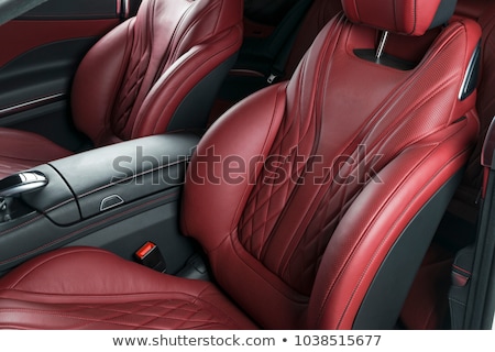 Stock photo: Modern Luxury Prestige Car Interior Dashboard Steering Wheel Black Perforated Leather Interior