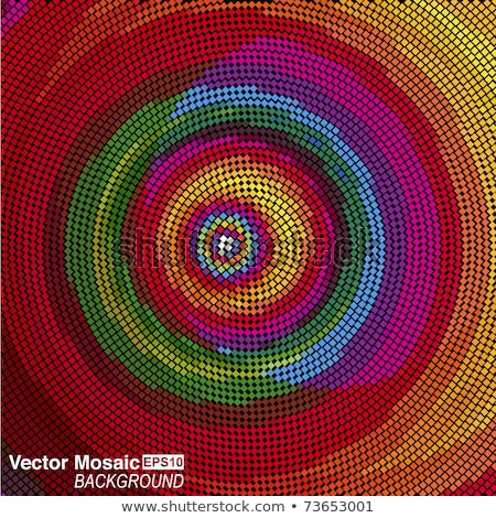 ストックフォト: Abstract Black Shiny Concentric Mosaic Vector Background