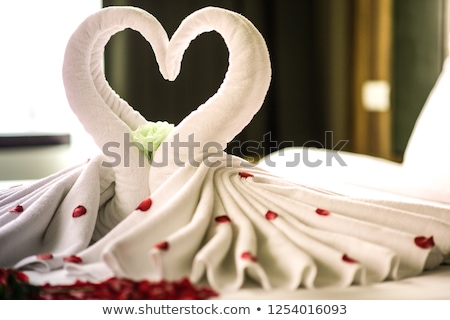 Stok fotoğraf: Beautiful Woman In White Towel With Red Heart