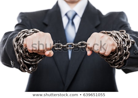 Stock fotó: Man With Hands Tied With Chain