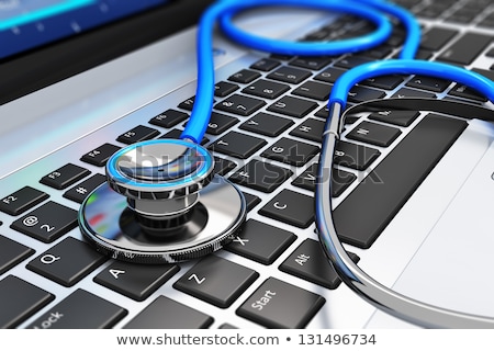 Foto stock: Computer Laptop Keyboard With Stethoscope