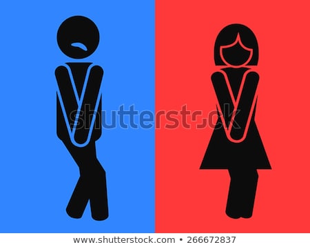 Foto stock: Girl Waiting For The Restroom