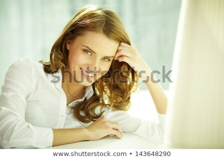 [[stock_photo]]: Portrait Of Gorgeous Blonde Lady Looking At Camera