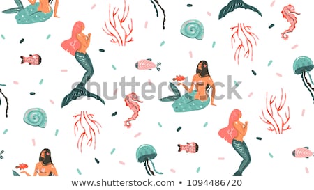 Сток-фото: Underwater Wallpaper With Seahorse Vector Illustration