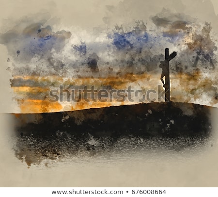 Foto stock: Jesus Christ Crucifixion On Good Friday Silhouette Reflected In