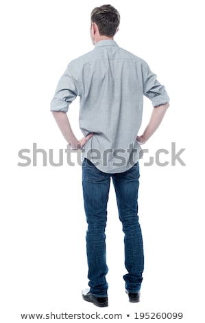 Foto stock: Back Pose Of Smart Young Guy