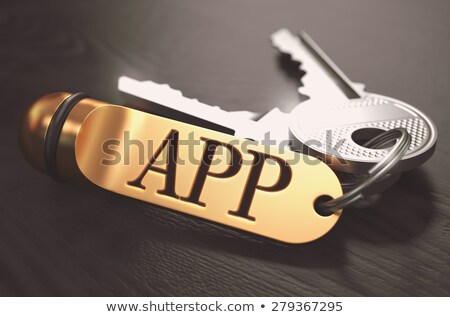 Сток-фото: App - Bunch Of Keys With Text On Golden Keychain