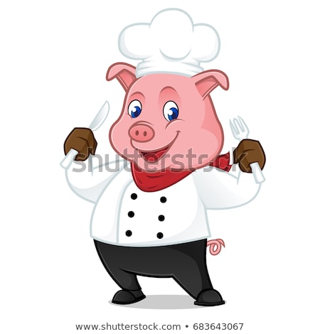 Stock foto: Pig Cartoon Character Chef Menu