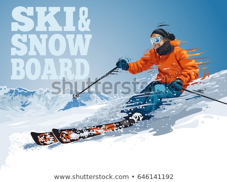 Stok fotoğraf: Winter Sport Ski And Snowboard Mountain Landscape Vector Illustration