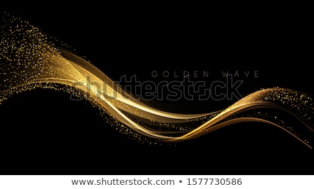 Foto stock: Vector Golden Light Curve Lines With Sparkles