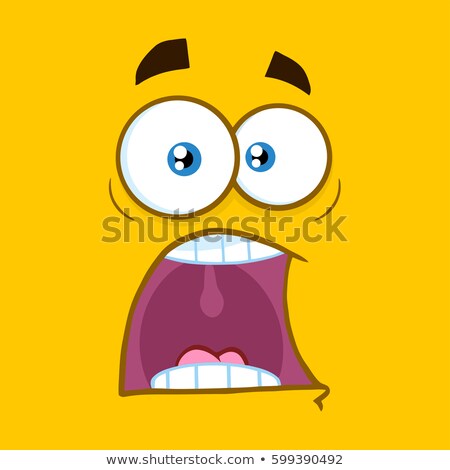 Stok fotoğraf: Scared Cartoon Square Emoticons With Panic Expression