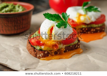 Stock fotó: Sandwiches With Guacamole And Poached Eggs