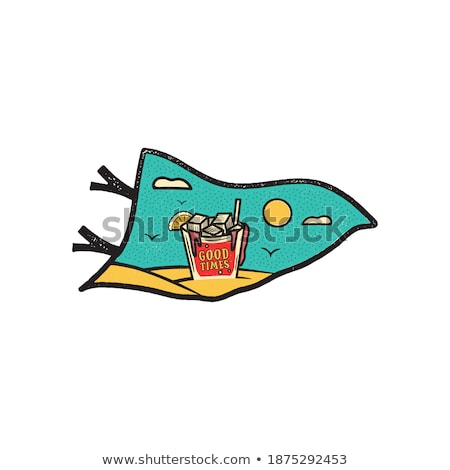 Stock photo: Vintage Hand Drawn Pennant Vacation And Travel Concept For Print T Shirt Posters Beach With Palm