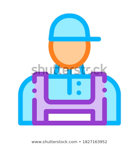 Foto stock: Conditioner Repairman Worker Vector Thin Line Icon