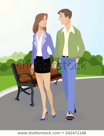 Zdjęcia stock: People Walking In Park Dating Of Couple Vector