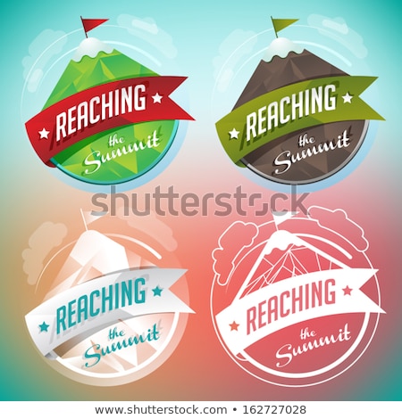 Foto stock: Mountain With Flag On Peak Alpinism Vector Icon