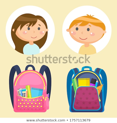 [[stock_photo]]: Schoolbags And School Children Avatars Stationery