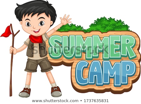 Stockfoto: Font Design For Summer Camp With Cute Kid At Park